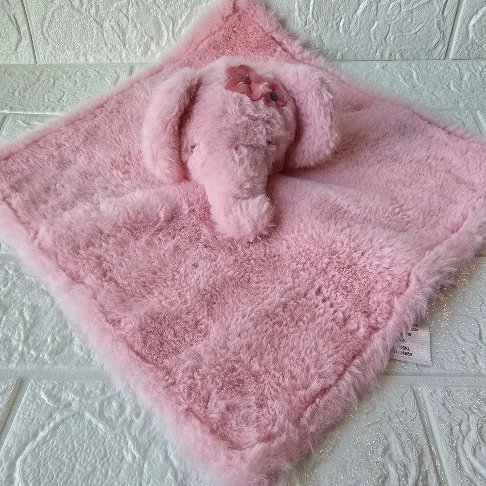 Parent's‎ Choice Elephant Plush Security Blanket Baby Pink Floral Lovey 12x12